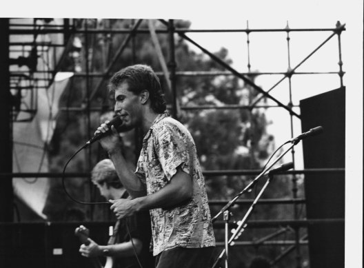 Reyne out front performing with Australian Crawl in 1985. 