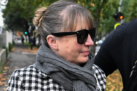 Prison officer Tracey Brown leaves the Coroners Court on Friday.