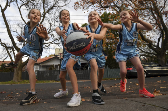 Harper, Annabel, Matilda and Alice are gearing up for a return to junior basketball