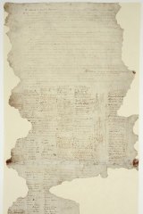 The Waitangi Sheet of the Treaty of Waitangi, signed between the British Crown and various Maori chiefs in 1840. 