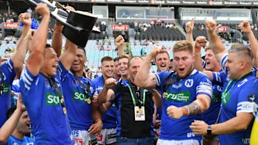 The Jets celebrate at ANZ Stadium.