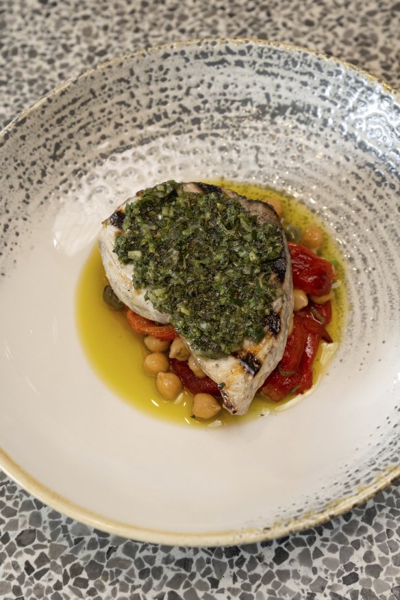 Chargrilled swordfish.