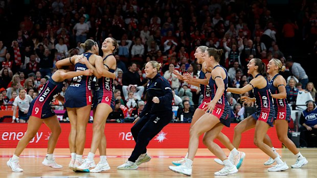 The Vixens celebrate after their big comeback win.