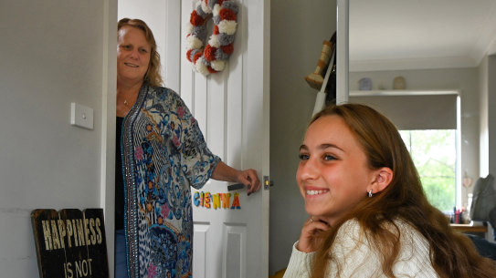 Amanda DeLuca (left) with her daughter Cienna 13yrs (right) at the family home in Blacktown.
