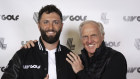 Jon Rahm and LIV Golf boss Greg Norman pose for a photo in New York after the announcement.