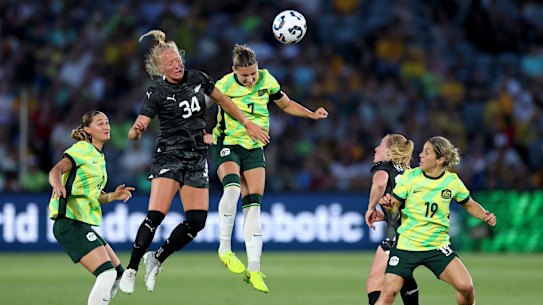 Steph Catley in action during Australia’s first friendly against New Zealand last Friday.