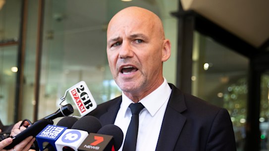 Gary Jubelin speaks outside court in February.