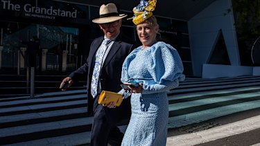 Racegoers arrive at Flemington for Melbourne Cup Day 2021.