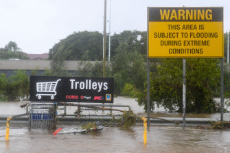 A flooded Toombul Shopping Centre.