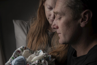 Samantha Rowe and Paul Lyons with son Noah, who was stillborn in October 2018.