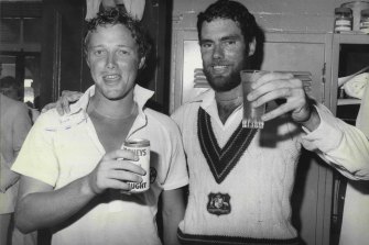 Kim Hughes and Greg Chappell at the SCG in January 1980.