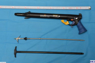 A speargun used by Robert Wilson to threaten his victim.