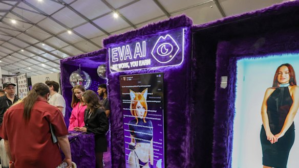 The AVN Expo includes an awards night that has been described as the porn industry’s Oscars. An AI booth at the 2024 expo.