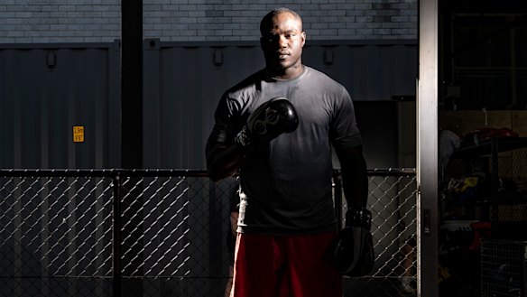 Arsene Fosso  fled the Commonwealth Games village last year and is now living in Canberra. 