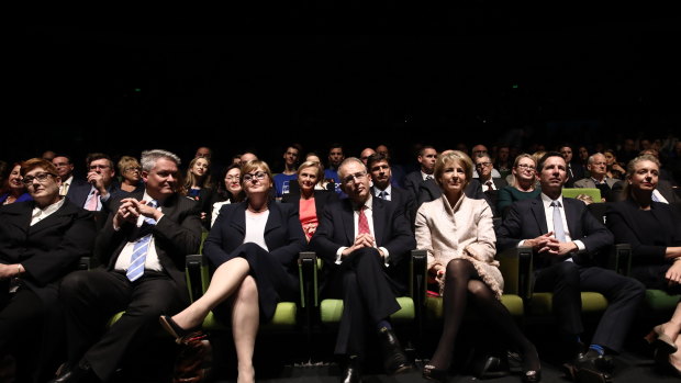 Frontbenchers at the Coalition campaign launch. 