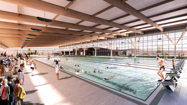 An artist's impression of the 50-metre pool at the new $36.6 million Stromlo Leisure Centre.