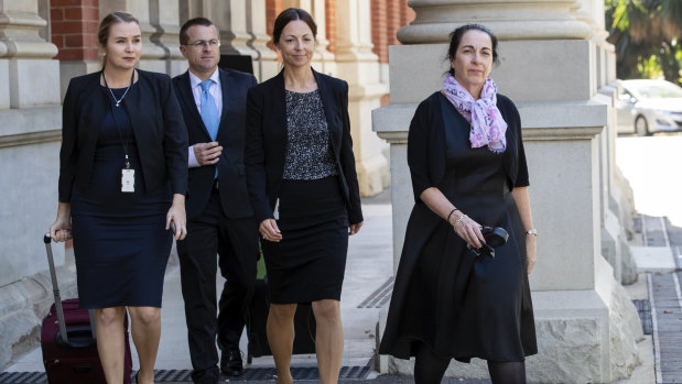 Lead prosecutor, Carmel Barbagallo (right) and her legal team. 