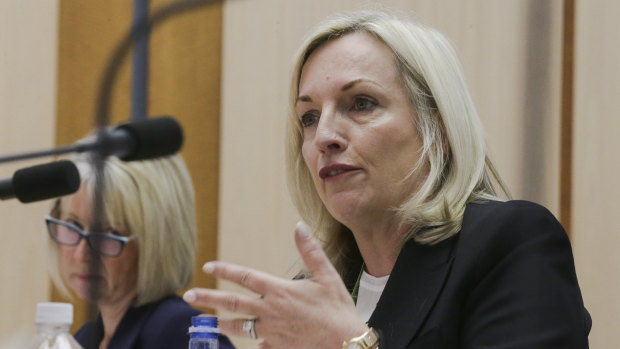 Australia Post's Christine Holgate appearing at Senate estimates.