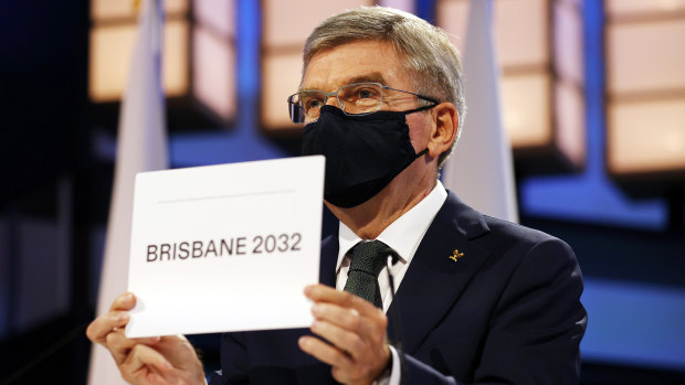 President of the International Olympic Committee Thomas Bach announces Brisbane as the 2032 Summer Olympics host city.