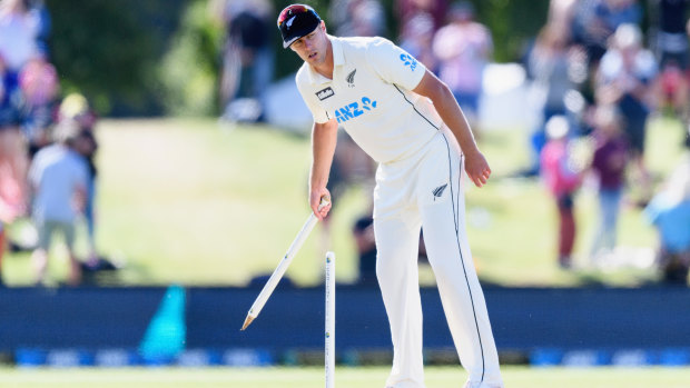 Jamieson takes the stumps after the historic series win that took New Zealand to the top of the Test rankings.