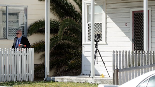 The house in the Newcastle suburb of Stockton where the body of a newborn baby was found in the backyard on Tuesday.