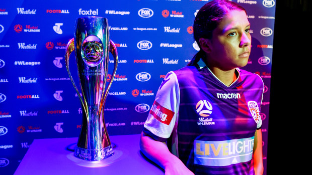 Marquee: Sam Kerr launches Perth Glory's campaign for the W-League trophy.
