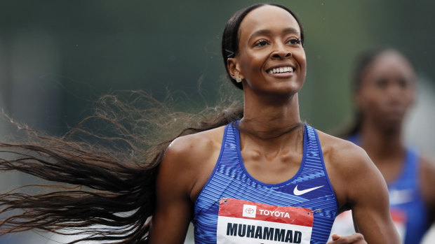Record breaker: Dalilah Muhammad wins the women's 400-meter hurdles at the US Championships athletics meet.