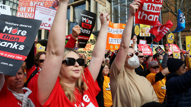 Teachers went on strike for higher pay and better conditions earlier this year.