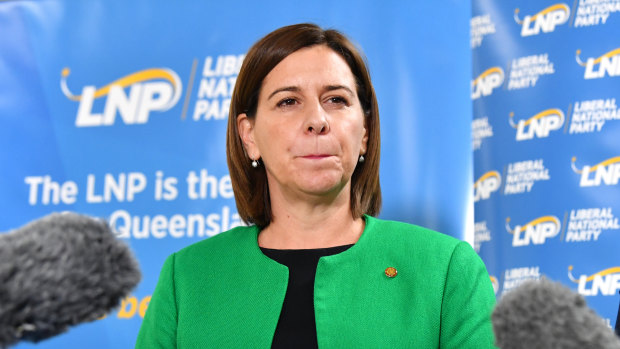 Queensland LNP Leader Deb Frecklington says the words "renewable energy" and "climate change" but opposes the renewable target.