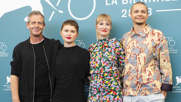 Ben Mendelsohn, Eliza Scanlen, Shannon Murphy and Toby Wallace at the Babyteeth photocall at Venice Film Festival this week.