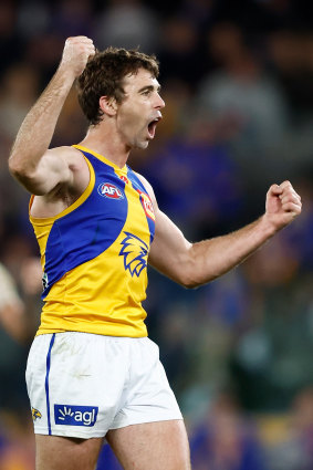 Jamie Cripps celebrates a goal. 