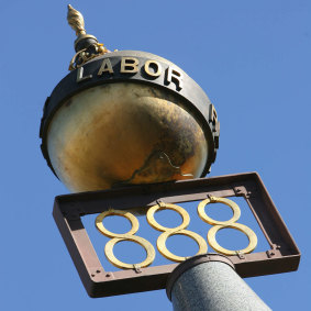 The monument on the corner of Lygon and Victoria streets commemorating the Eight Hour Day. 