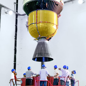 The third stage of an Indian PSLV rocket. 