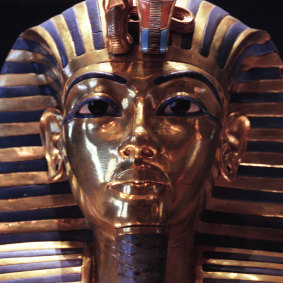 The gold funerary mask of the pharaoh Tutankhamun.