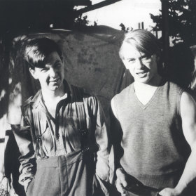 The young artists Arthur Boyd (left) and John Perceval at the Boyd's Murrumbeena property.