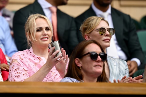Australian actors Rebel Wilson and Cate Blanchett were among the stars in the royal box at Wimbledon.