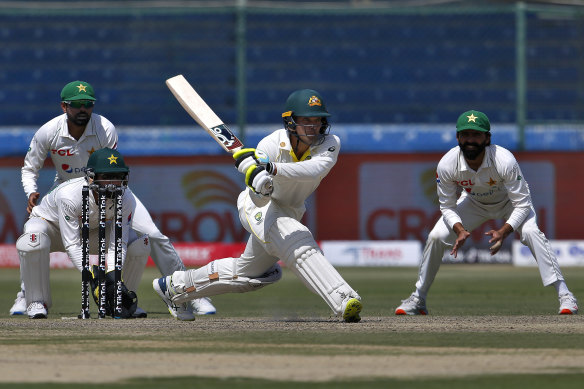 Alex Carey fell just short of his maiden Test ton.