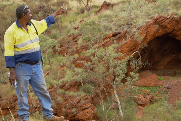 Traditional owner Harold Ashburton at Juukan Gorge in 2015, before it was damaged.