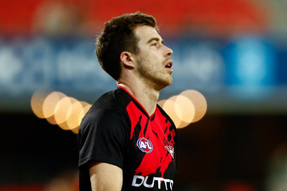 Unhappy at Essendon: Skipper Zach Merrett.