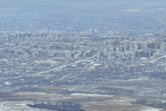 Heavily damaged buildings of Bakhmut, Donetsk region, Ukraine, on Wednesday.