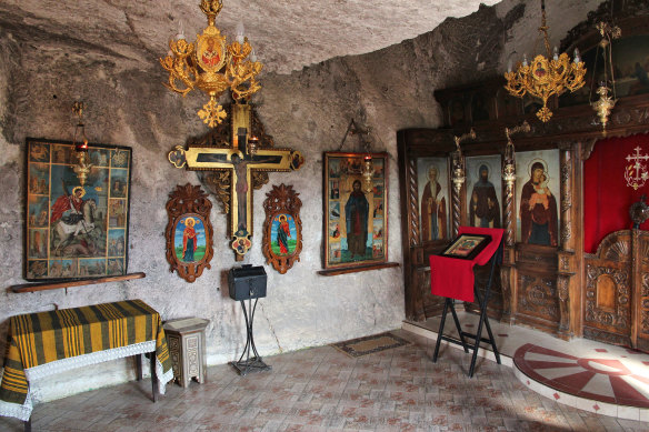 Inside Ivanovo, a rock-hewn church in Bulgaria. 