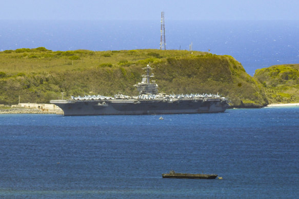 The USS Theodore Roosevelt docked in Guam.