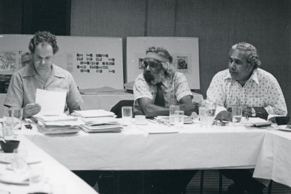Bob Edwards at a meeting of the Aboriginal Arts Board, circa late 70s.