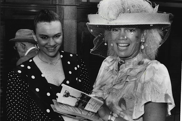 At Flemington in 1983 with her mother Susan Sangster. 
