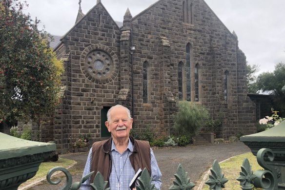 Deacon Brian Lineker after his solitary morning prayers at Victoria’s oldest Anglican Church, St Stephen's at Portland.
