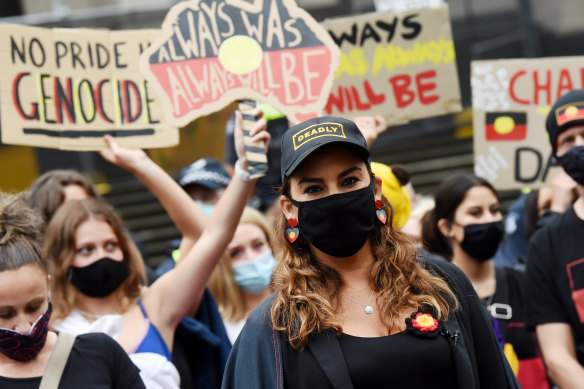 Victorian senator Lidia Thorpe at the Invasion Day March in Melbourne in 2021.
