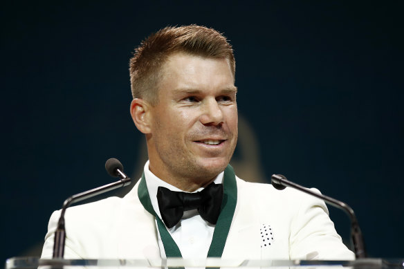 David Warner won the biggest individual prize in Australian men's cricket on Monday night.