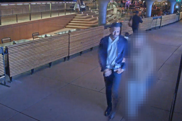 CCTV shows the pair leaving the Opera Bar arm-in-arm.