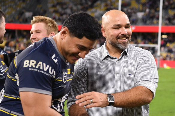Todd Payten with Jason Taumalolo.