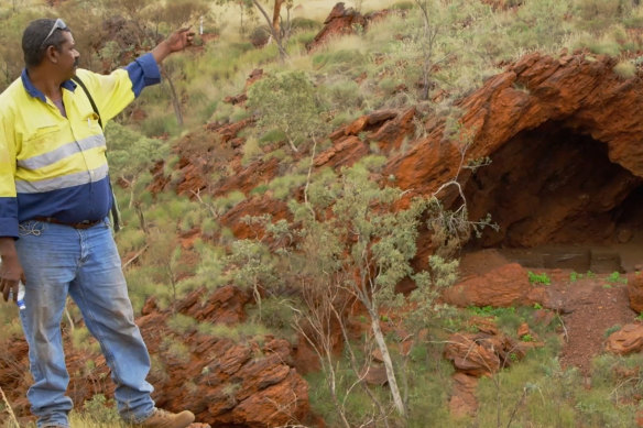 Traditional owner Harold Ashburton at Juukan Gorge in 2015, before it was destroyed.